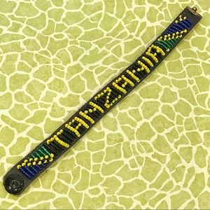 Beaded Leather Bracelet from Tanzania